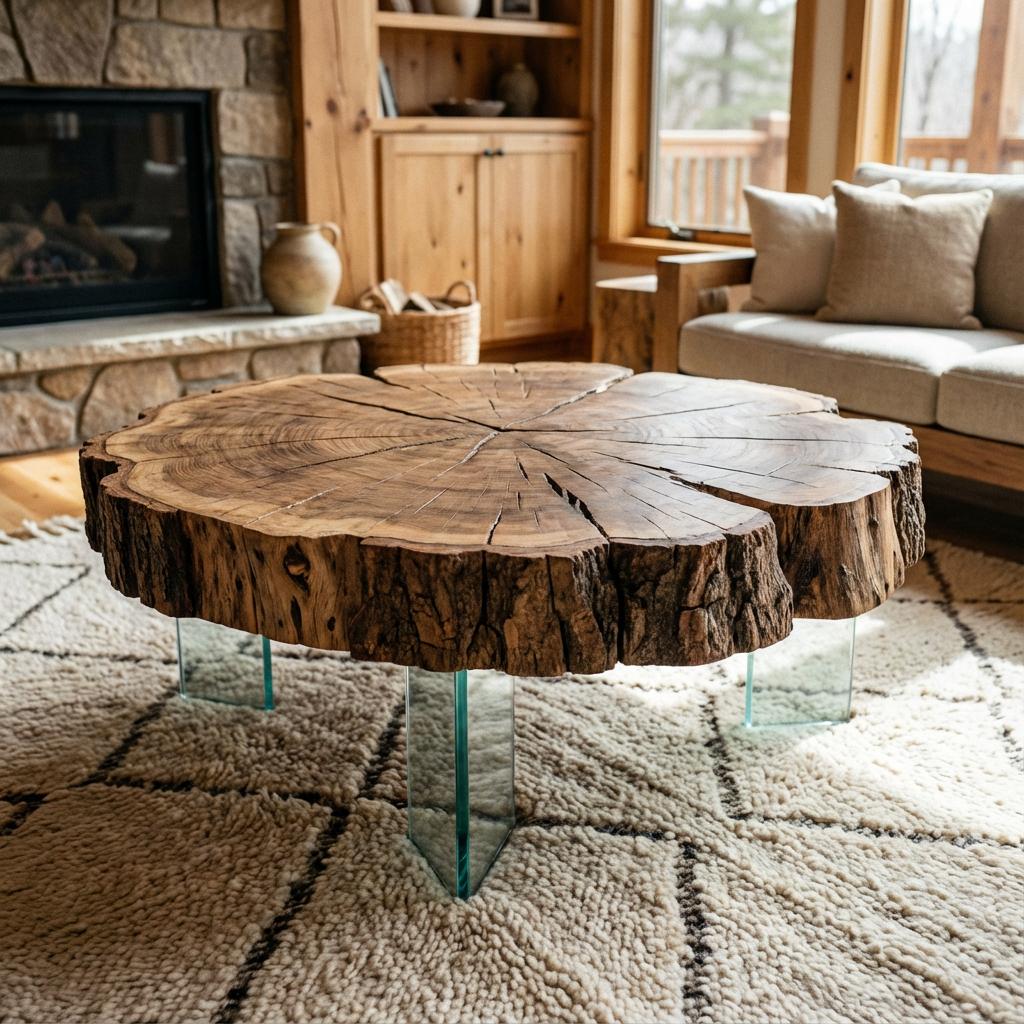 原生态年轮茶几